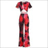 Un-Goua Printed Short-Sleeve T-shirts Flare Trousers Set