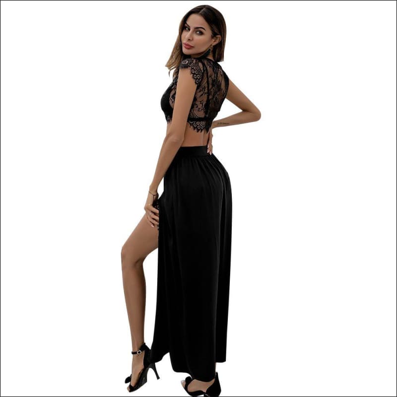 Underwear And See-through Lace Tops high Split Skirt 