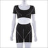 Unique 3M Stripes Design Short-sleeve Cropped Two-piece Sportswear