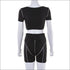 Unique 3M Stripes Design Short-sleeve Cropped Two-piece Sportswear