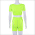 Unique 3M Stripes Design Short-sleeve Cropped Two-piece Sportswear