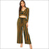 Unique Crossing Design Crop Top Wide-leg Pants Set