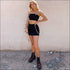Unique Link Chain Decor Cropped Camisole Tight Skirts Two-piece Set