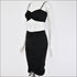 Unique Pleated Drawstring Pattern Cropped Camis Tight Skirt Set