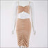 Unique Pleated Drawstring Pattern Cropped Camis Tight Skirt Set