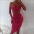 Unique Pleated Drawstring Pattern Cropped Camis Tight Skirt Set