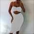 Unique Pleated Drawstring Pattern Cropped Camis Tight Skirt Set