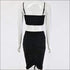 Unique Pleated Drawstring Pattern Cropped Camis Tight Skirt Set