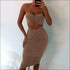 Unique Pleated Drawstring Pattern Cropped Camis Tight Skirt Set