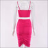 Unique Pleated Drawstring Pattern Cropped Camis Tight Skirt Set