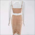 Unique Pleated Drawstring Pattern Cropped Camis Tight Skirt Set