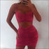 Unique Pleated Drawstring Pattern Cropped Camis Tight Skirt Set
