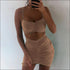 Unique Pleated Drawstring Pattern Cropped Camis Tight Skirt Set