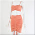 Unique Pleated Drawstring Pattern Cropped Camis Tight Skirt Set