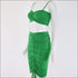 Unique Pleated Drawstring Pattern Cropped Camis Tight Skirt Set