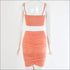 Unique Pleated Drawstring Pattern Cropped Camis Tight Skirt Set