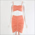 Unique Pleated Drawstring Pattern Cropped Camis Tight Skirt Set