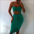 Unique Pleated Drawstring Pattern Cropped Camis Tight Skirt Set