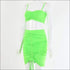 Unique Pleated Drawstring Pattern Cropped Camis Tight Skirt Set
