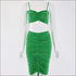 Unique Pleated Drawstring Pattern Cropped Camis Tight Skirt Set