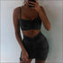 Unique Pleated Drawstring Pattern Cropped Camis Tight Skirt Set