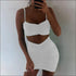 Unique Pleated Drawstring Pattern Cropped Camis Tight Skirt Set