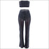 Unique Rhinestone Fixed Design Tube Top See-through Pants Set