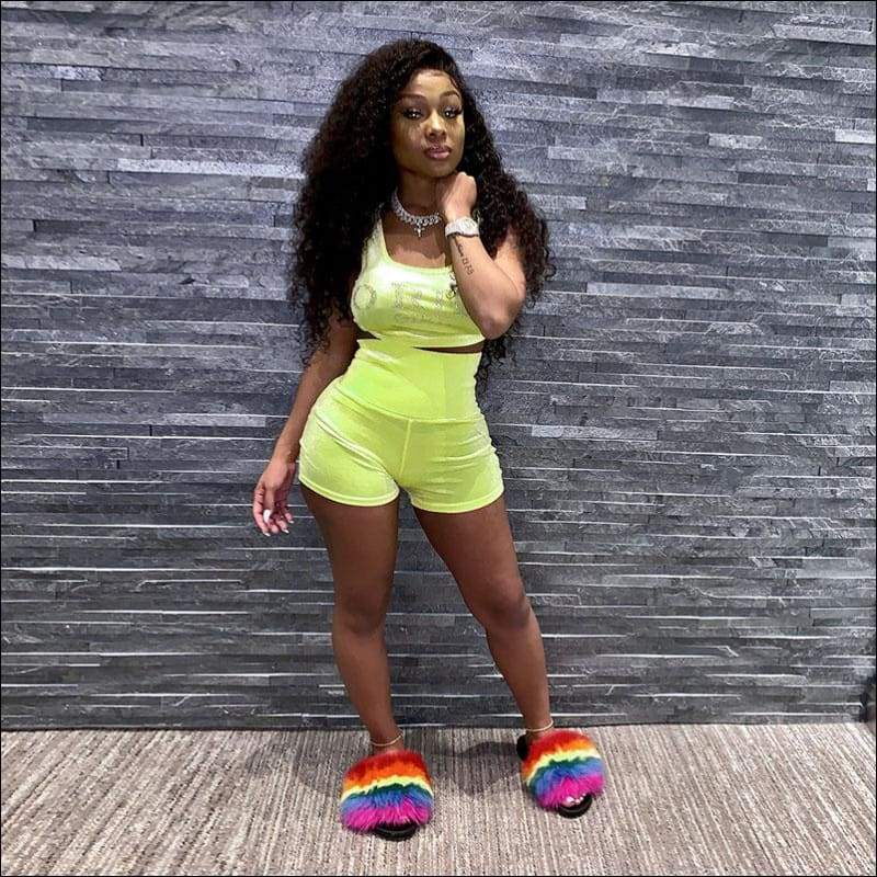 Unique Rhinestone Letters Pattern Cropped Sportswear Set - S