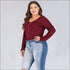 Unique Rib Knit Pattern Long Sleeve Plus Size Zipper Bodysuits
