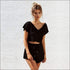 V Collar Black T-shirt And Shorts