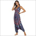 V-neck Backless Graphic Print Loose Wide Leg Sling