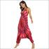 V-neck Backless Graphic Print Loose Wide Leg Sling