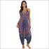 V-neck Backless Graphic Print Loose Wide Leg Sling