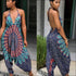 V-neck Backless Graphic Print Loose Wide Leg Sling