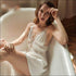 V-neck Backless Lace Mini Nightdress And Panty Set