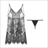 V-neck Backless Lace See-through Nightdress And Panty