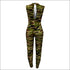 V-neck Backless Sleeveless Camouflage