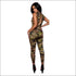 V-neck Backless Sleeveless Camouflage