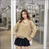 V-neck Design Irregular Hemline Sweater