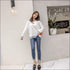 V-neck Design Irregular Hemline Sweater