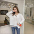V-neck Design Irregular Hemline Sweater