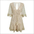 V Neck Flare Sleeves Design Summer Beach Mini Dress