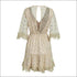V Neck Flare Sleeves Design Summer Beach Mini Dress