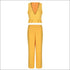 V Neck Flounced Sleeveless Crop Top High-waisted Straight Pants Two-piece Set