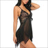 V Neck Lace Mesh Nightdress And Panty