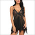 V Neck Lace Mesh Nightdress And Panty