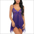 V Neck Lace Mesh Nightdress And Panty