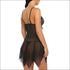 V Neck Lace Mesh Nightdress And Panty