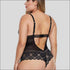 V-neck Lace Patchwork Plus Size Sling Bodysuits