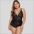 V-neck Lace Patchwork Plus Size Sling Bodysuits